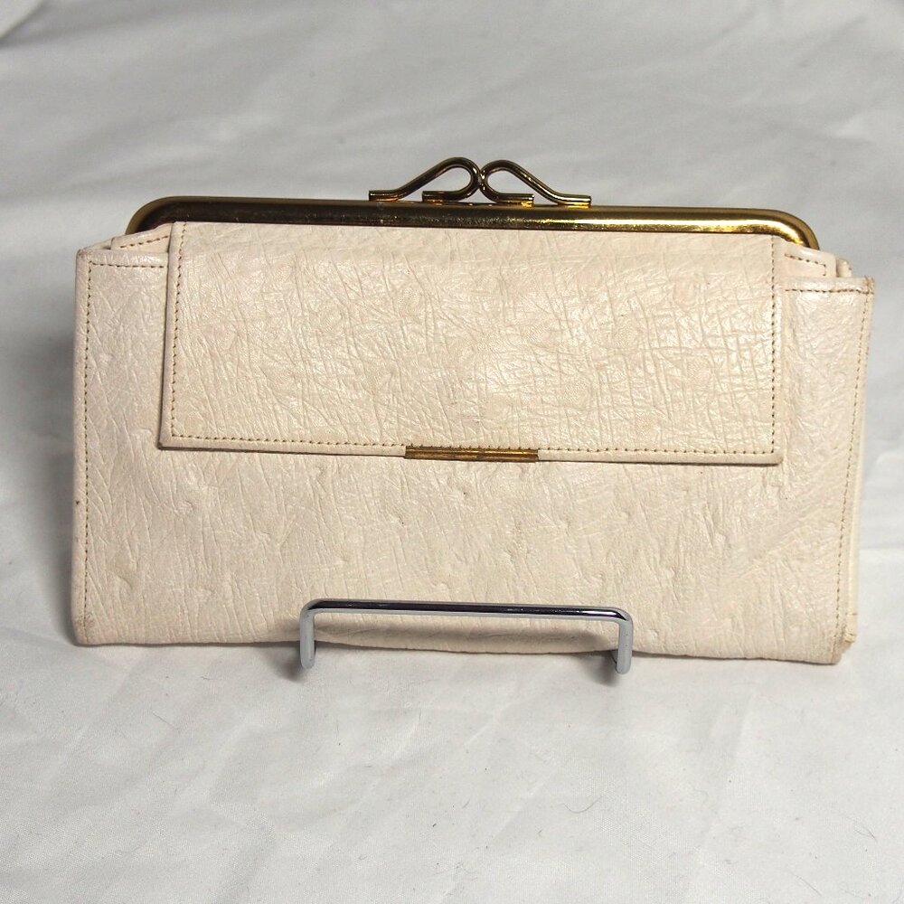 Vintage King Leathers Co.White Ostrich Calf Leather Wallet/Never Used/Rare